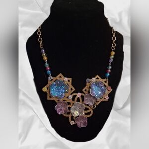 Elegant Handmade Multicolor Floral Statement Necklace